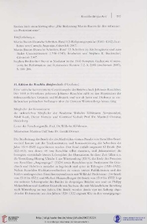 11. Edition des Reuchlin-Briefwechsels (Pforzheim)
