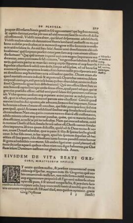 Eiusdem De Vita Beati Gregorii, Miraculorum Opificis.