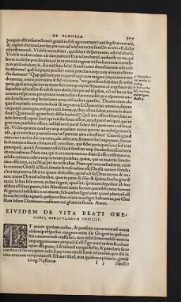 Eiusdem De Vita Beati Gregorii, Miraculorum Opificis.