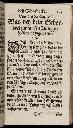Das vierdte Capitel. Was bey dem Schorbock für ein Außgang zu hoffen und zugewarten seye.