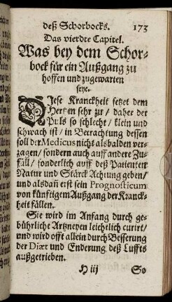 Das vierdte Capitel. Was bey dem Schorbock für ein Außgang zu hoffen und zugewarten seye.