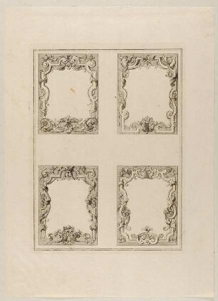 Vier Laub- und Bandelwerk Rahmen, Blatt aus der Folge "Unterschiedliche Neu inventirte Einfaßungen sehr nützlich zugebrauchen"
