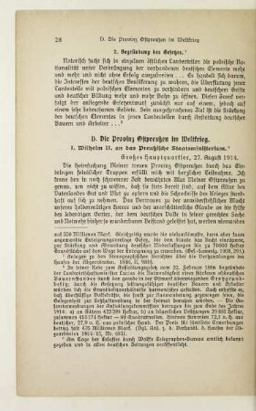 D. Die Provinz Ostpreußen im Weltkrieg