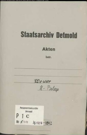 Belegakten zum Heiratsregister der katholischen Gemeinde Wewer, Kreis Paderborn (1808-1812)