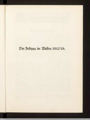 Der Feldzug im Westen 1917/18