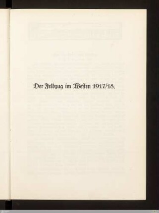 Der Feldzug im Westen 1917/18