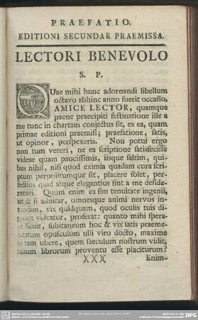 Praefatio Editioni Secundae Praemissa