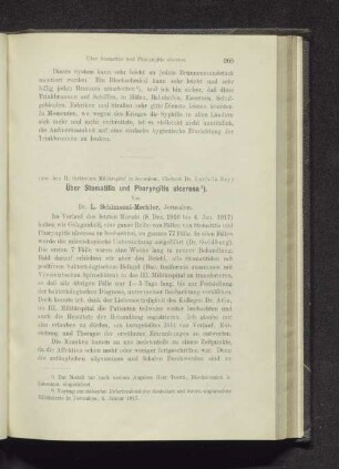 Über Stomatitis und Pharyngitis ulcerosa.