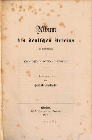 Album des deutschen Vereins zur Unterstützung der Hinterlassenen verdienter Künstler