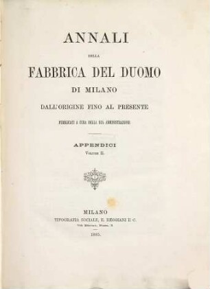 Annali della fabbrica del Duomo di Milano dall'origine fino al presente, Appendici 2