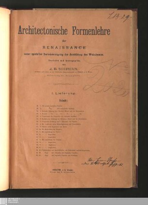 Architectonische Formenlehre der Renaissance : unter spezieller Berücksichtigung der Ausbildung des Wohnhauses