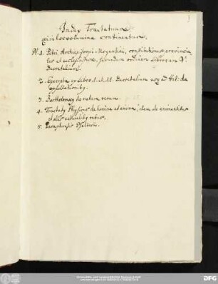 Index Tractatuum, qui in hoc volumine continentur.
