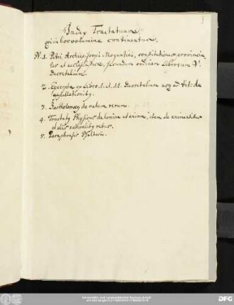 Index Tractatuum, qui in hoc volumine continentur.