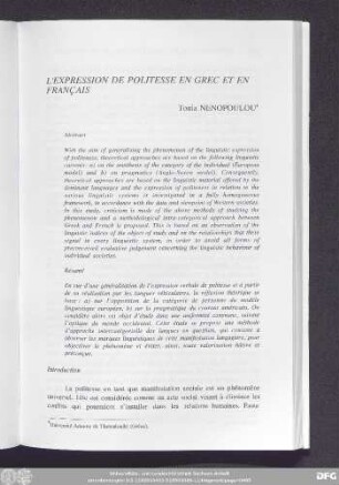 L'Expression De Politesse En Grec Et En Français Tonia Nenopoulou