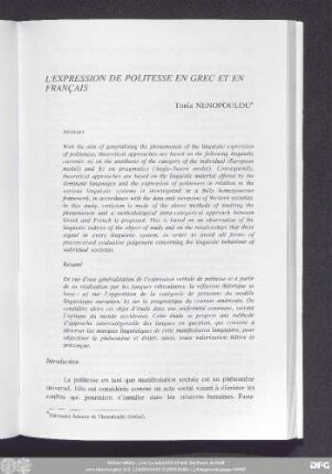 L'Expression De Politesse En Grec Et En Français Tonia Nenopoulou