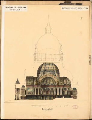 Berliner Dom Schinkelwettbewerb 1884: Längsschnitt