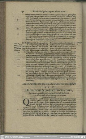 Tit. V. De functione & qualitate Procuratorum, Tutorum, Curatorum, Syndicorum, Substitutorum, Actorum & Advocatorum, nec non cautione rati praestandâ