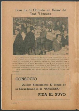 Ecos de la Comida en Honor de José Vázquez