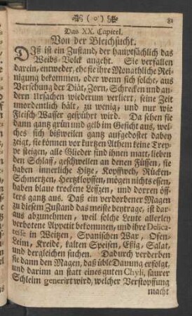 Das XX. Capitel. Von der Bleichsucht