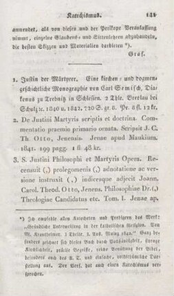 141-157 [Rezension] Semisch, Carl Gottlob, Justin der Märtyrer