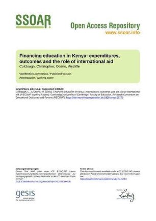 Financing education in Kenya: expenditures, outcomes and the role of international aid