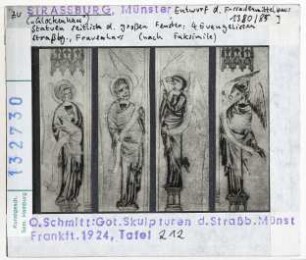 Straßburg: Münster, Entwurf des Fassadenmittelbaus, vier Evangelisten