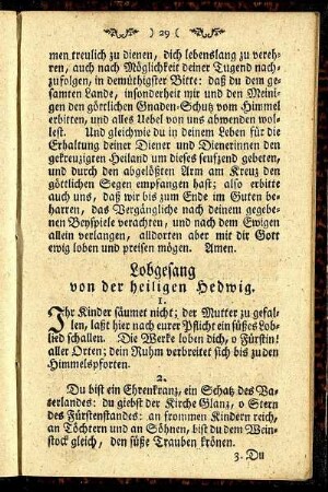 Lobgesang von der Heiligen Hedwig.