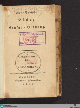 Kur-Badische Bücher Censur-Ordnung