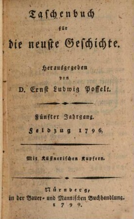 Taschenbuch für die neuste Geschichte. 5. 1799
