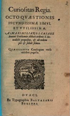 Curiositas Regia : Octo quaestiones iucundissimae simul et utilissimae