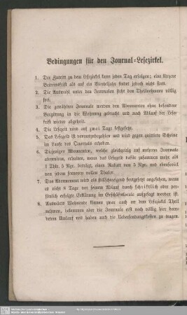 Bedingungen für den Journal-Lesezirkel
