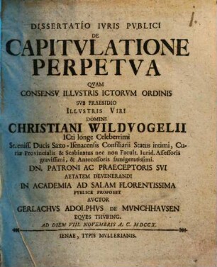 Dissertatio iuris publici de capitulatione perpetua