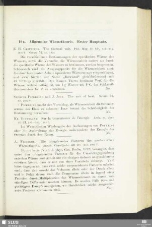 19a. Allgemeine Wärmetheorie. Erster Hauptsatz