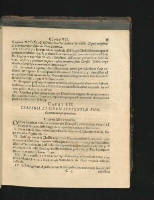 Caput VII. Tertium Eiusdem Sententiae Fundamentum proponitur.
