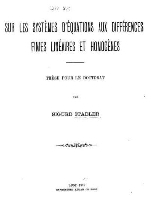Sur les systèmes d'équations aux différences finies linéaires et homogènes