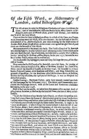 Of the Fifth Ward, or Aldermanry of London, called Bishopsgate-Ward