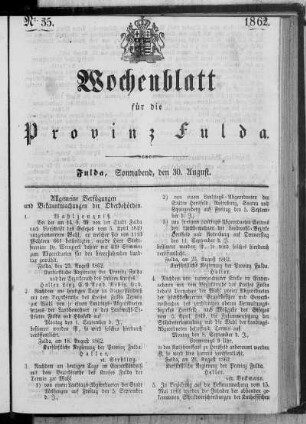 Nr. 35, Ausgabe vom 30. August 1862