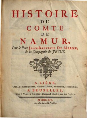 Histoire Du Comté De Namur