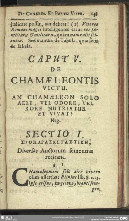 Caput V. De Chamaeleontis Victu