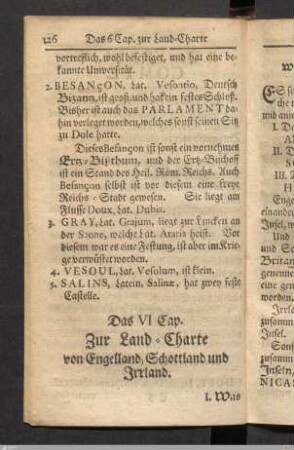 Das VI. Capitel. Zur Land-Charte von England, Schottland und Irrland.