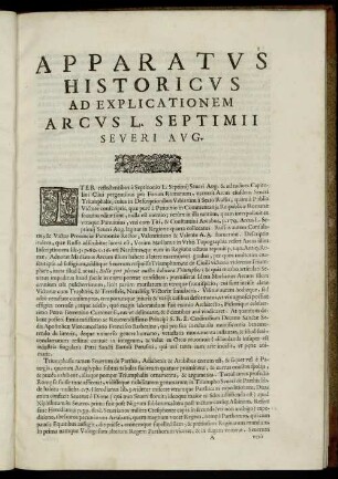 Apparatus Historicus Ad Explicationem Arcus L. Septim II Severi AVG.