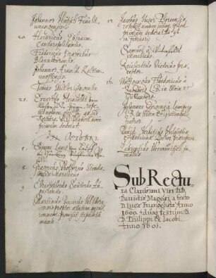 Winterhalbjahr 1600/1601. Rektorat David Magirus