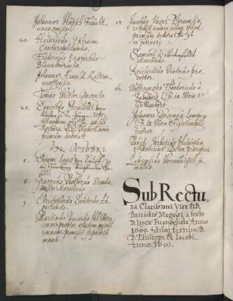 Winterhalbjahr 1600/1601. Rektorat David Magirus