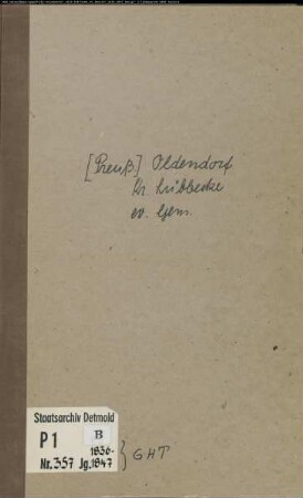 Kirchenbuchduplikat der evangelischen Gemeinde Preußisch-Oldendorf, Kreis Lübbecke (GHT 1836-1847). (Gemeinde: Evangelische Gemeinde Preußisch-Oldendorf)