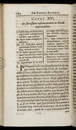 Caput XVI. De successione testamentaria in Feudis Imperialibus.