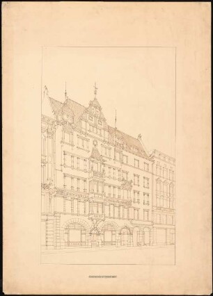 Wohnhaus mit Volkskaffeehaus Chausseestraße, Berlin: Perspektivische Ansicht