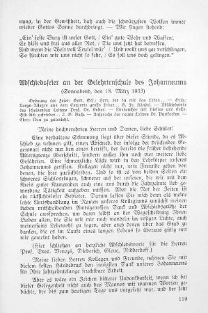 Abschiedsfeier an der Gelehrtenschule des Johanneums