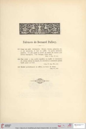 Faïences de Bernard Palissy (Nr. 237 - 239)