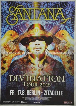 Plakat zu einem Auftritt von Carlos Santana im Rahmen seiner Divination Tour 2018