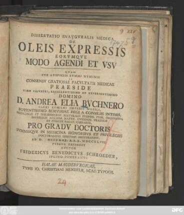 Dissertatio Inavgvralis Medica De Oleis Expressis Eorvmqve Modo Agendi Et Vsv